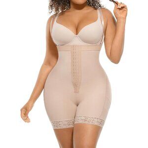Women's Skin Shapewear Surgery Garment Tummy Control Shaper Zipper Crotch